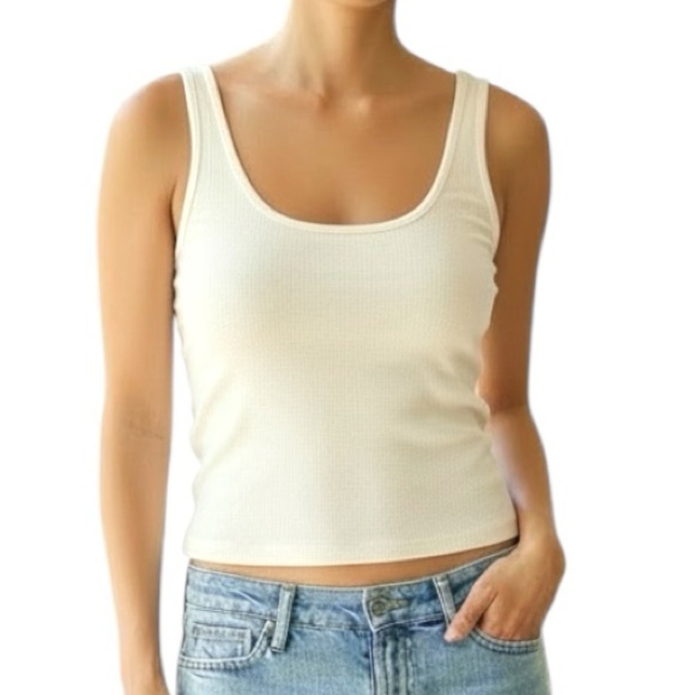 NEW Rebecca Taylor Cream Mini Boucle Scoop Neck Tank Top Women’s Size S NWOT